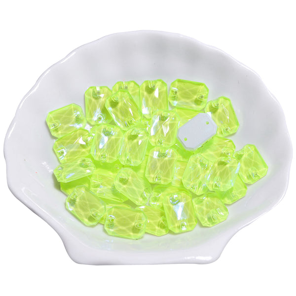 Electric Neon Jonquil Octagon Shape High Quality Glass Sew-on Rhinestones WholesaleRhinestone