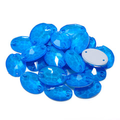 Electric Neon Blue Oval Shape High Quality Glass Sew-on Rhinestones