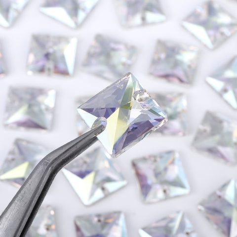 Crystal Transmission Square Shape High Quality Glass Sew-on Rhinestones
