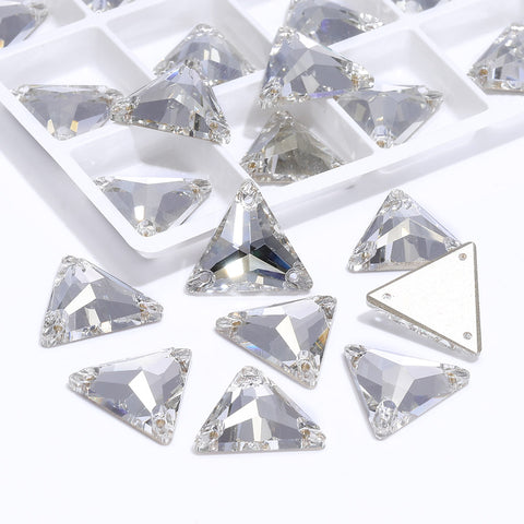 Silver Shade Triangle Shape High Quality Glass Sew-on Rhinestones