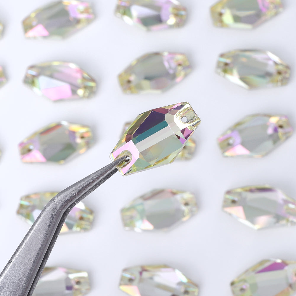 Luminous Green Hexagon Shape High Quality Glass Sew-on Rhinestones WholesaleRhinestone