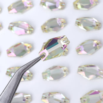 Luminous Green Hexagon Shape High Quality Glass Sew-on Rhinestones WholesaleRhinestone