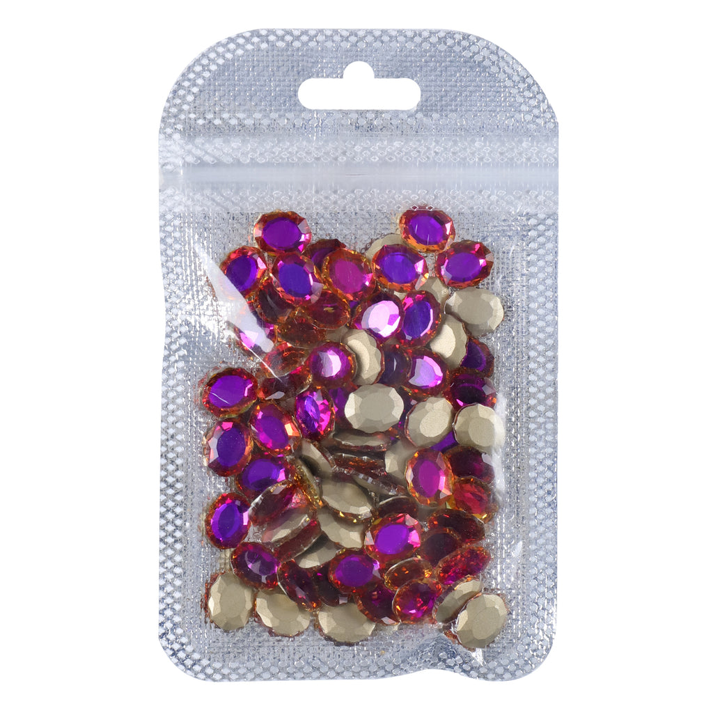 Purple Volcano Magic Mirror Shape Pointed Back Fancy Rhinestones For Nail Art