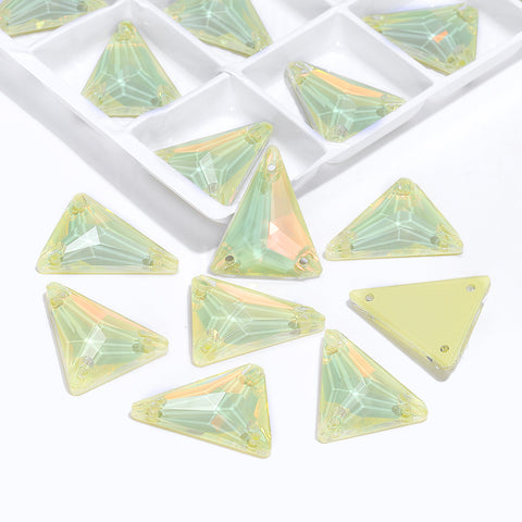 Slim Triangle Shape Jonquil AM High Quality Glass Sew-on Rhinestones