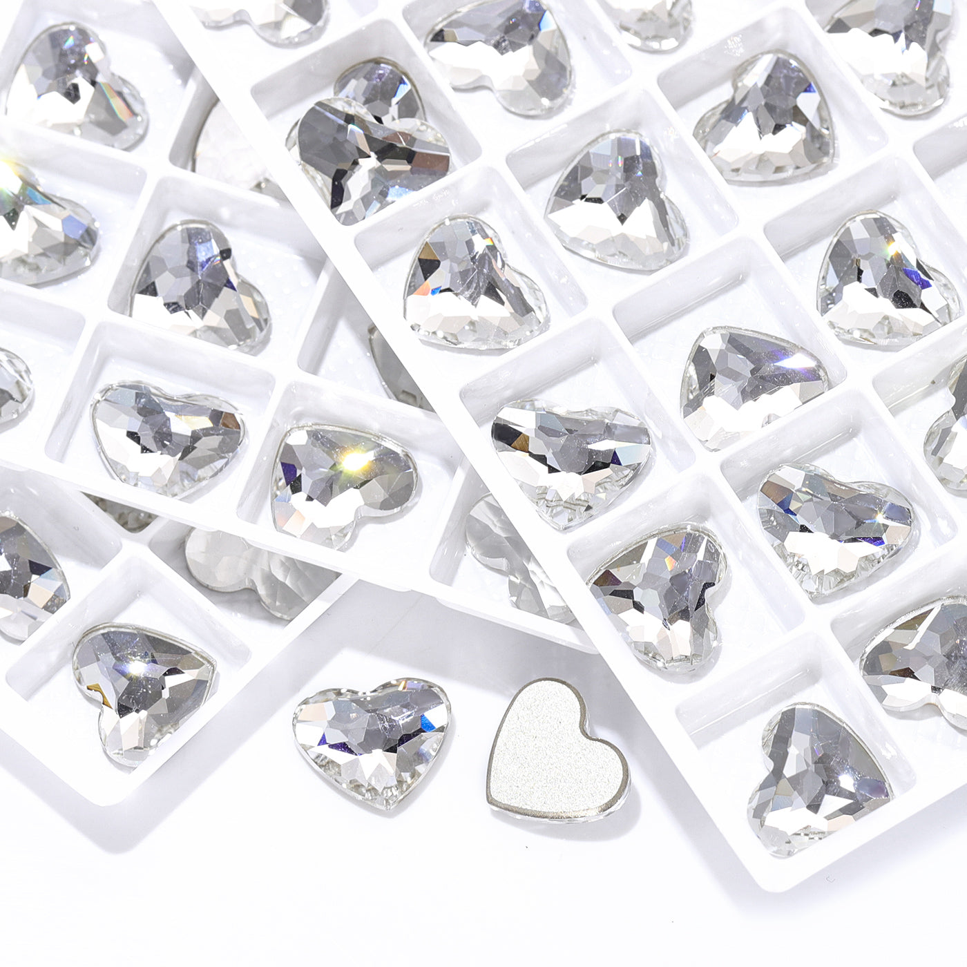 Crystal Heart Shape High Quality Glass Beveled Flat Back Rhinestones