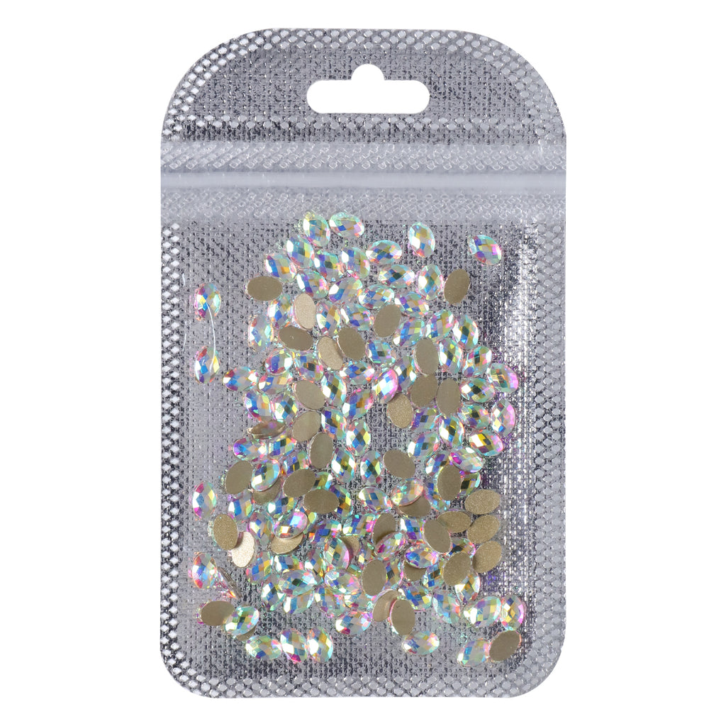 Egg Shape Crystal AB Flat Back Fancy Rhinestones