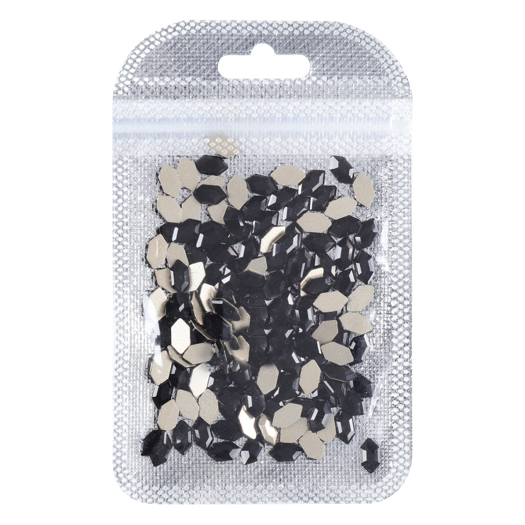 Elongated Hexagon Shape Black Flat Back Fancy Rhinestones WholesaleRhinestone