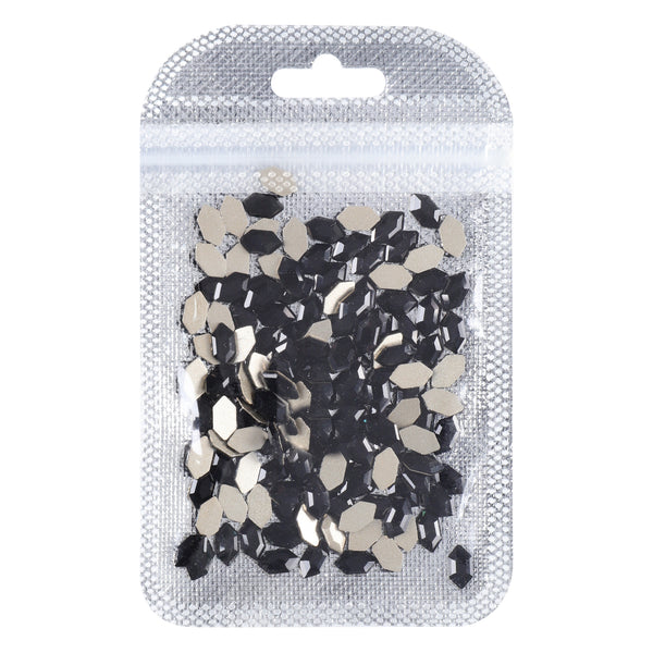 Elongated Hexagon Shape Black Flat Back Fancy Rhinestones WholesaleRhinestone
