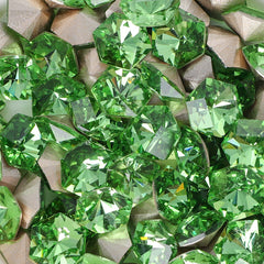 Apple Green Hexagon kaleidoscope Shape Glass Pointed Back Fancy Rhinestones