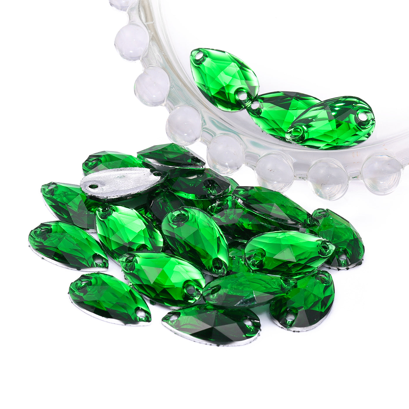 Drop Dark Green Resin Sew-on Rhinestones For Dance Costume WholesaleRhinestone