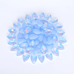 Light Blue AM Drop Shape Glass Pointed Back Fancy Rhinestones