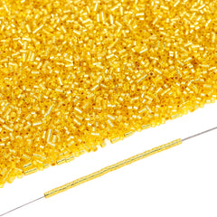 Transparent Silver-lined Bright Yellow Color Hight Quality Glass Cylinder Seed Beads 1.6 MM Size GY2005