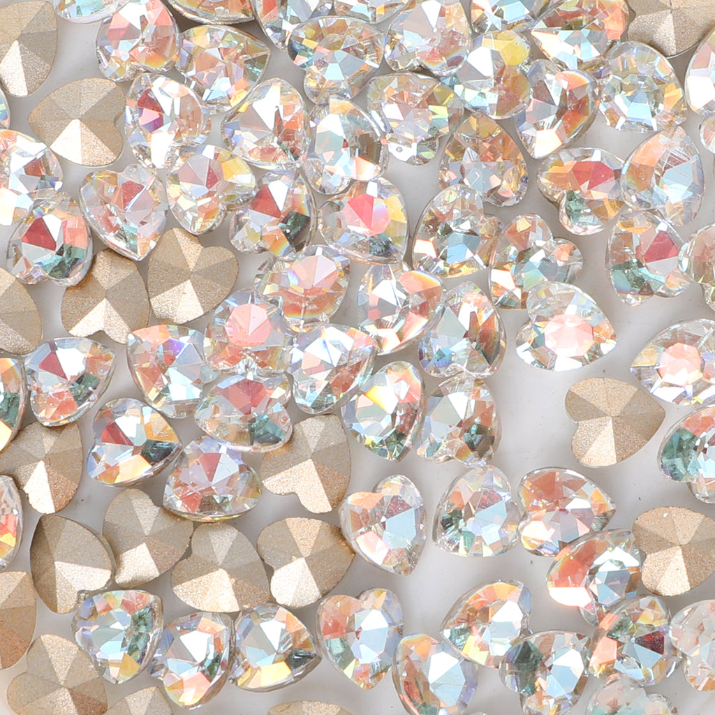 Cognac White Heart Shape Glass Pointed Back Fancy Rhinestones WholesaleRhinestone