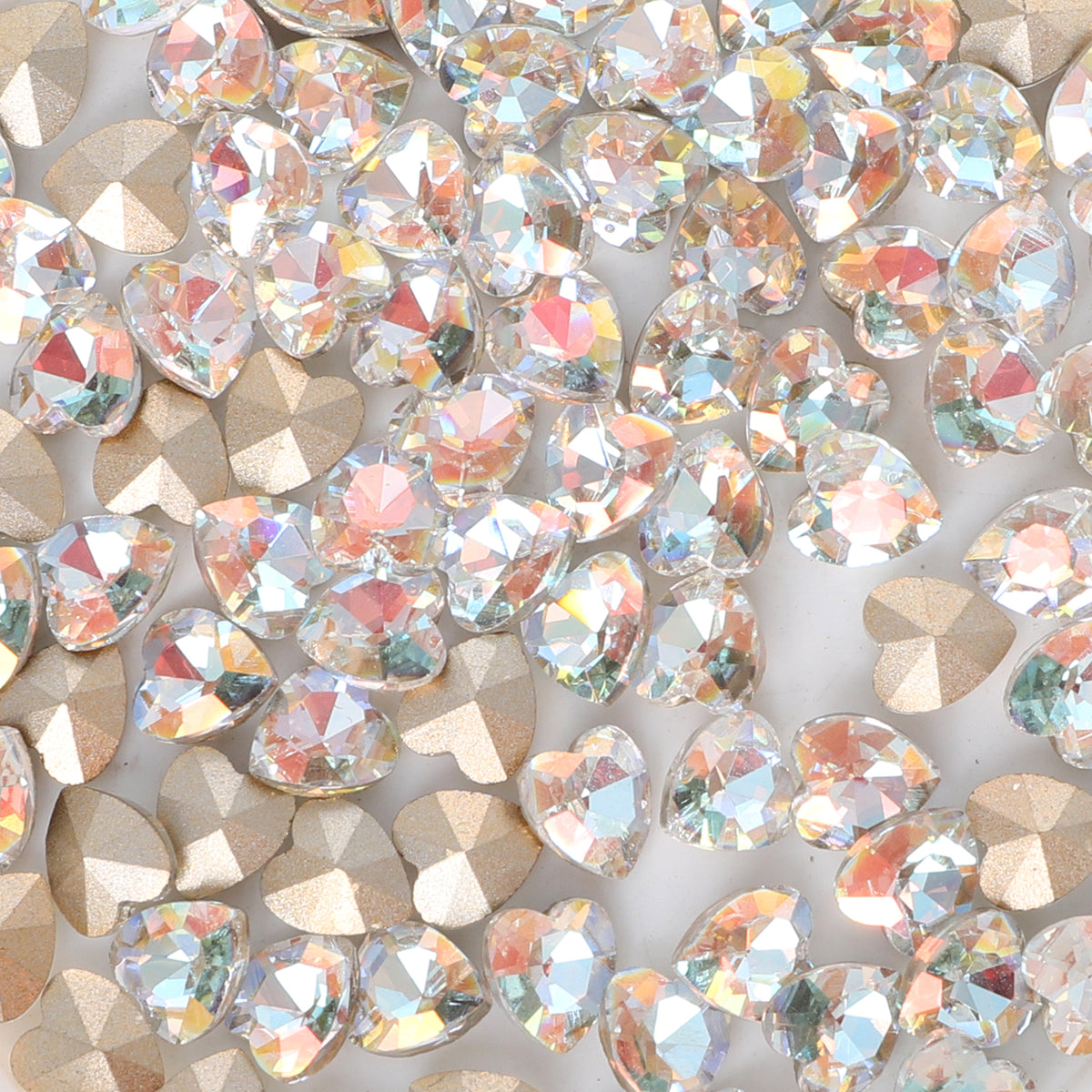 Cognac White Heart Shape Glass Pointed Back Fancy Rhinestones WholesaleRhinestone