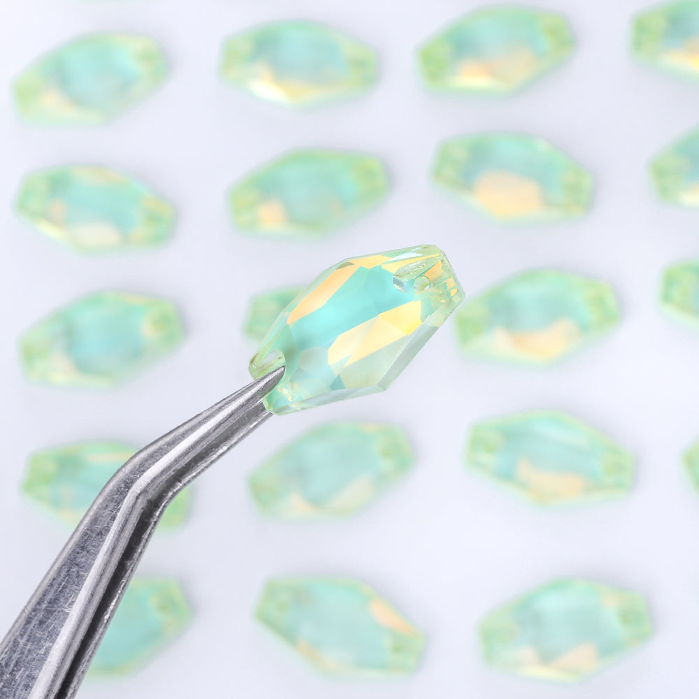 Light Azore AM Hexagon Shape High Quality Glass Sew-on Rhinestones