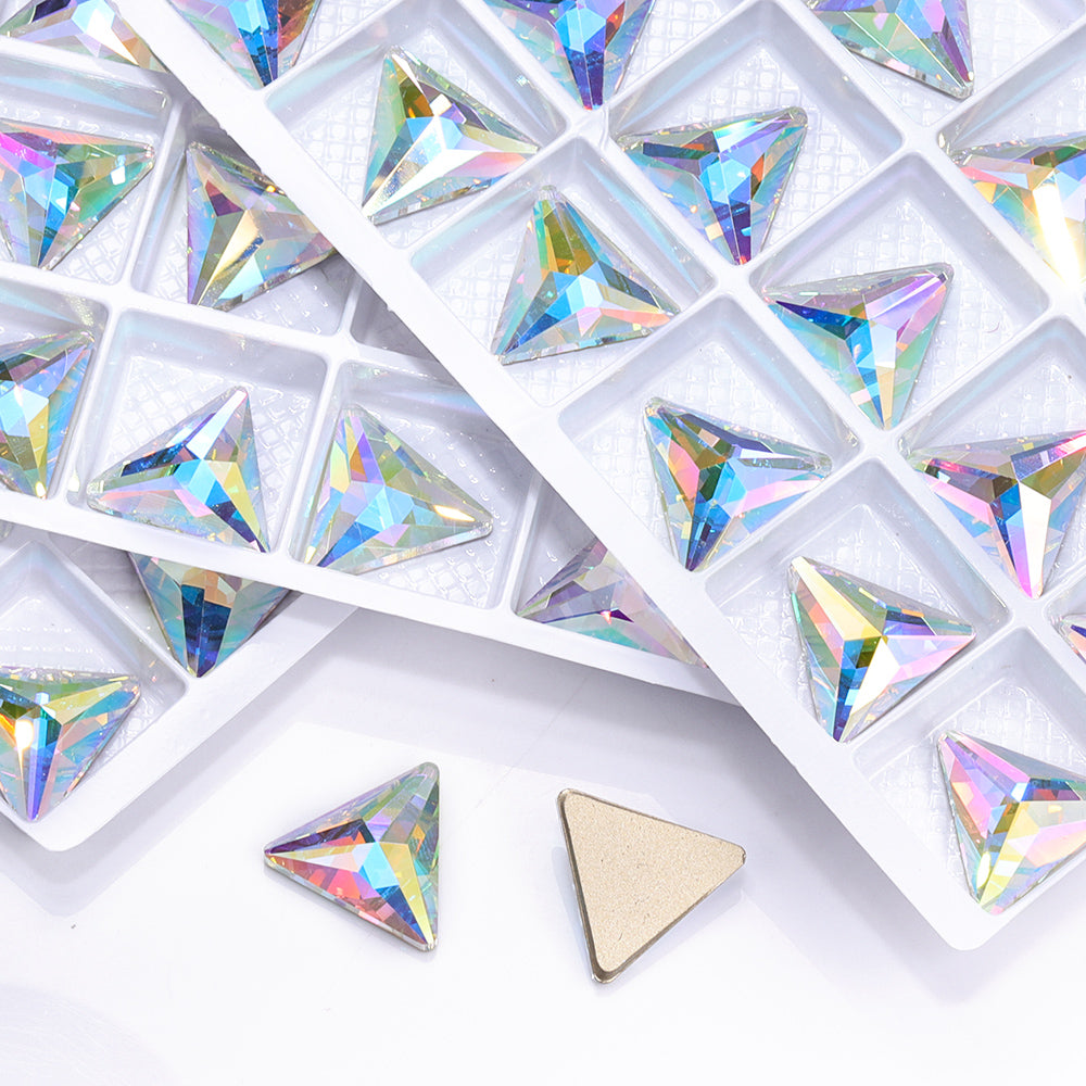 Crystal AB Rivoli Triangle Shape High Quality Glass Beveled Flat Back Rhinestones