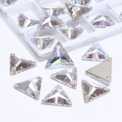 Crystal Transmission Triangle Shape High Quality Glass Sew-on Rhinestones