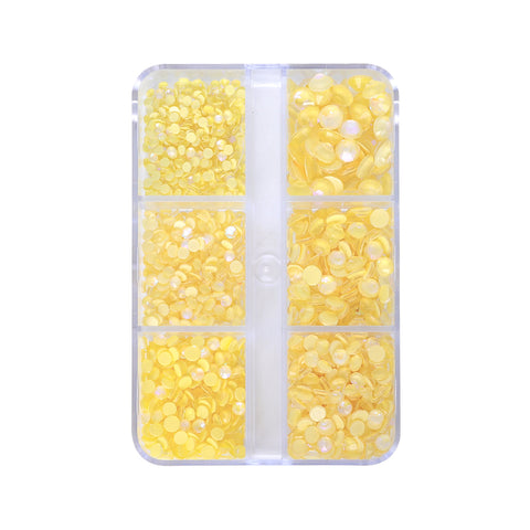 Mixed Sizes 6 Grid Box Mocha SS Yellow Glass FlatBack Rhinestones For Nail Art WholesaleRhinestone Hauptbild