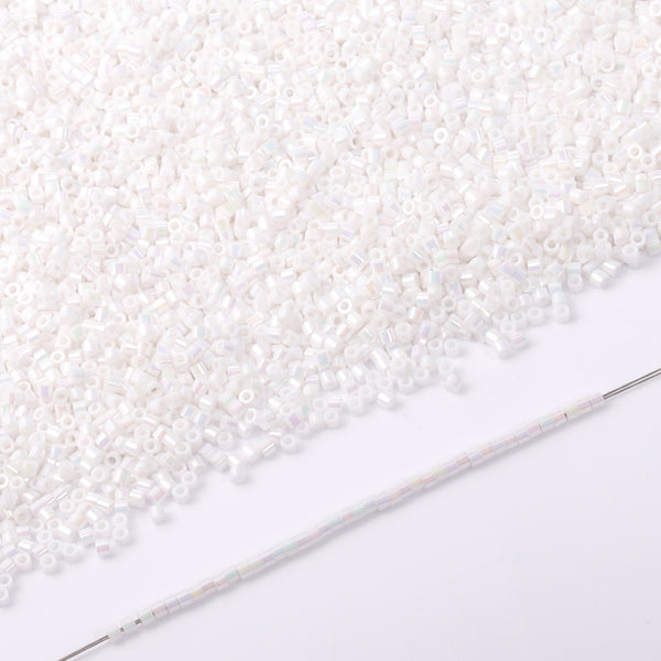 Opaque White Rainbow Color Hight Quality Glass Cylinder Seed Beads 1.6 MM Size BS1006 WholesaleRhinestone