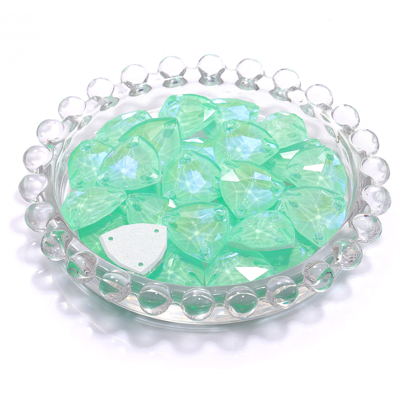 Electric Neon Greenwrap Trilliant Shape High Quality Glass Sew-on Rhinestones