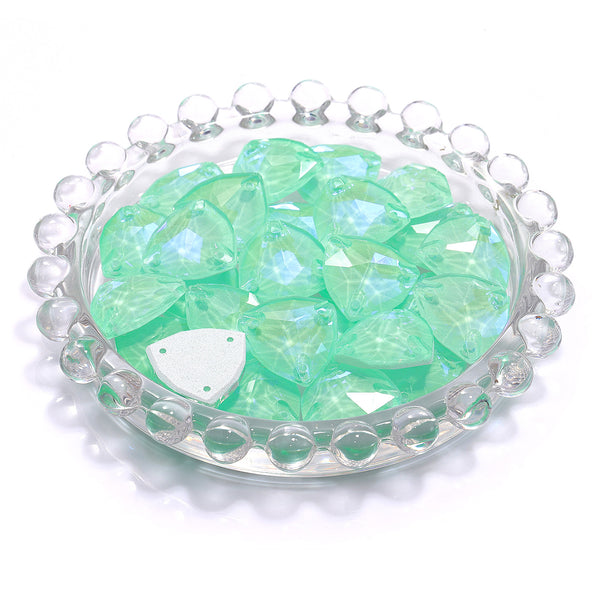 Electric Neon Greenwrap Trilliant Shape High Quality Glass Sew-on Rhinestones WholesaleRhinestone