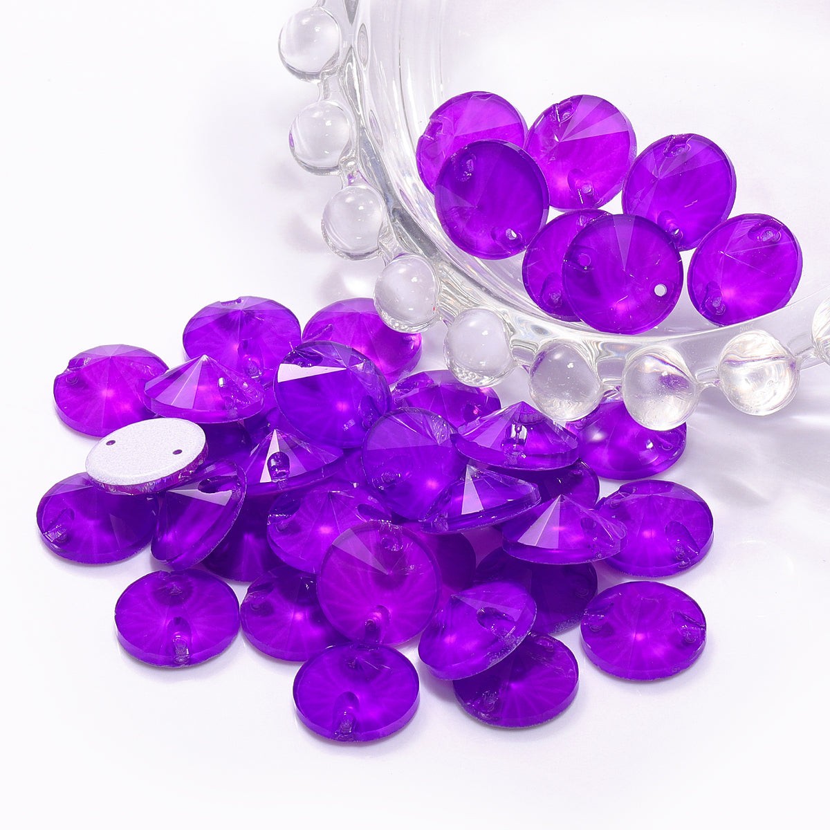 Mocha Neon Violet Rivoli Shape High Quality Glass Sew-on Rhinestones WholesaleRhinestone