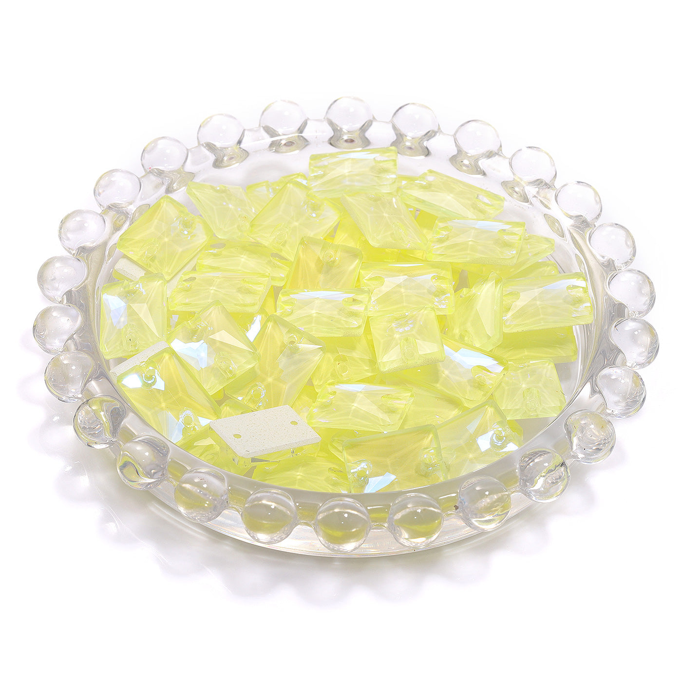 Electric Neon Light Topaz Rectangle Shape High Quality Glass Sew-on Rhinestones