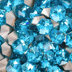 Aquamarine Hexagon kaleidoscope Shape Glass Pointed Back Fancy Rhinestones