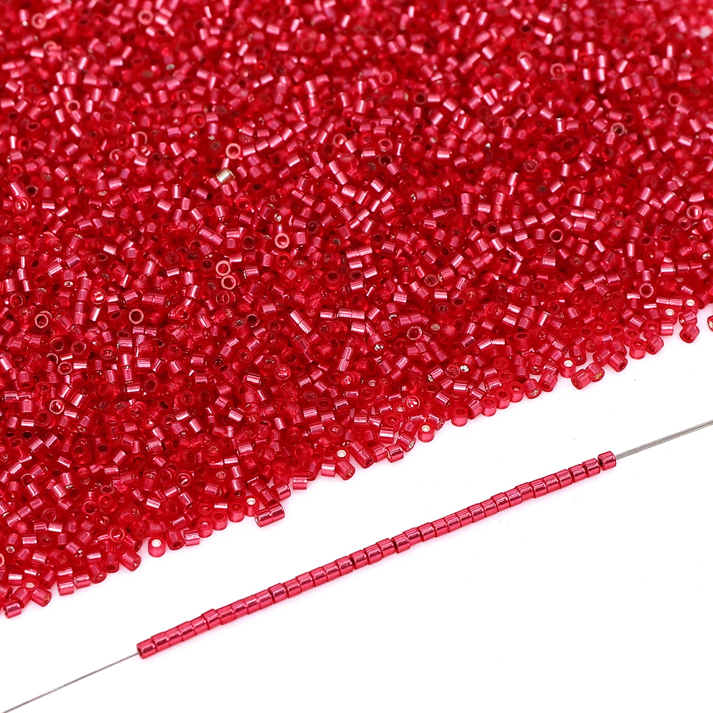 Transparent Silver-lined Red Color Hight Quality Glass Cylinder Seed Beads 1.6 MM Size GY2010