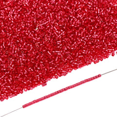 Transparent Silver-lined Red Color Hight Quality Glass Cylinder Seed Beads 1.6 MM Size GY2010