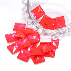 Electric Neon Hyacinth Square Shape High Quality Glass Sew-on Rhinestones