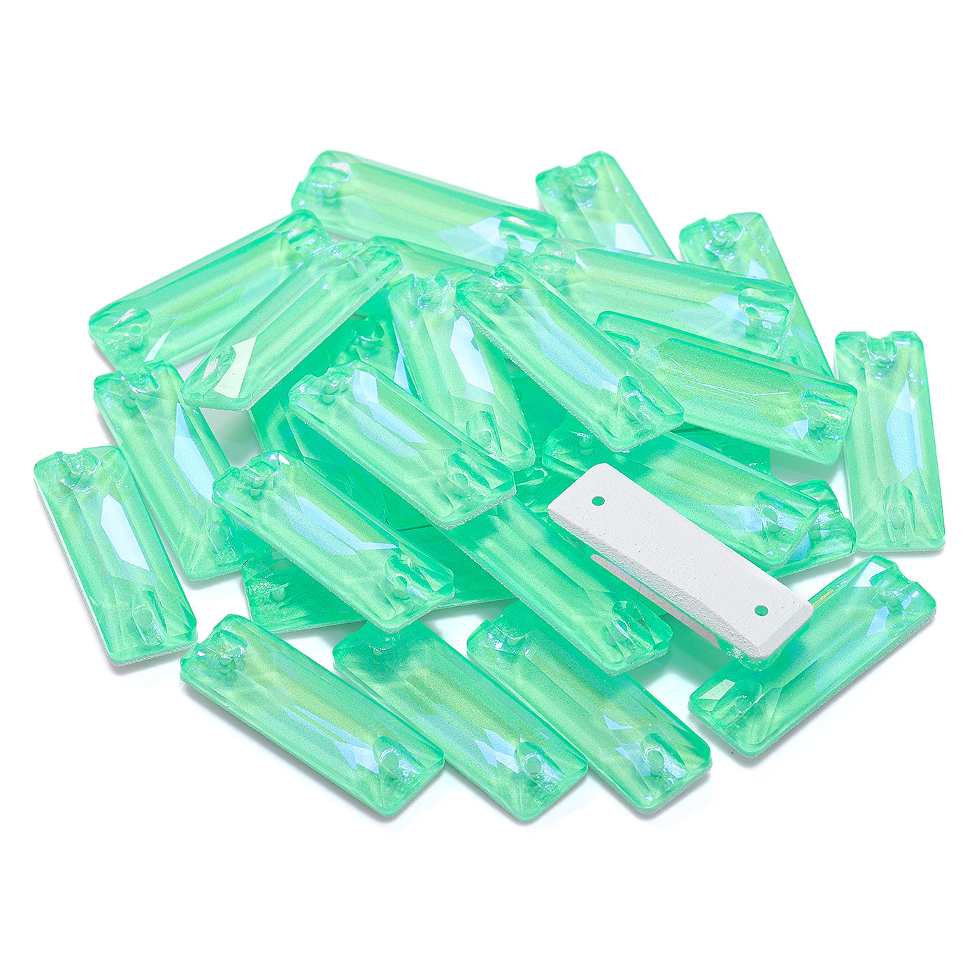 Electric Neon Greenwrap Cosmic Baguette Shape High Quality Glass Sew-on Rhinestones Secondary image