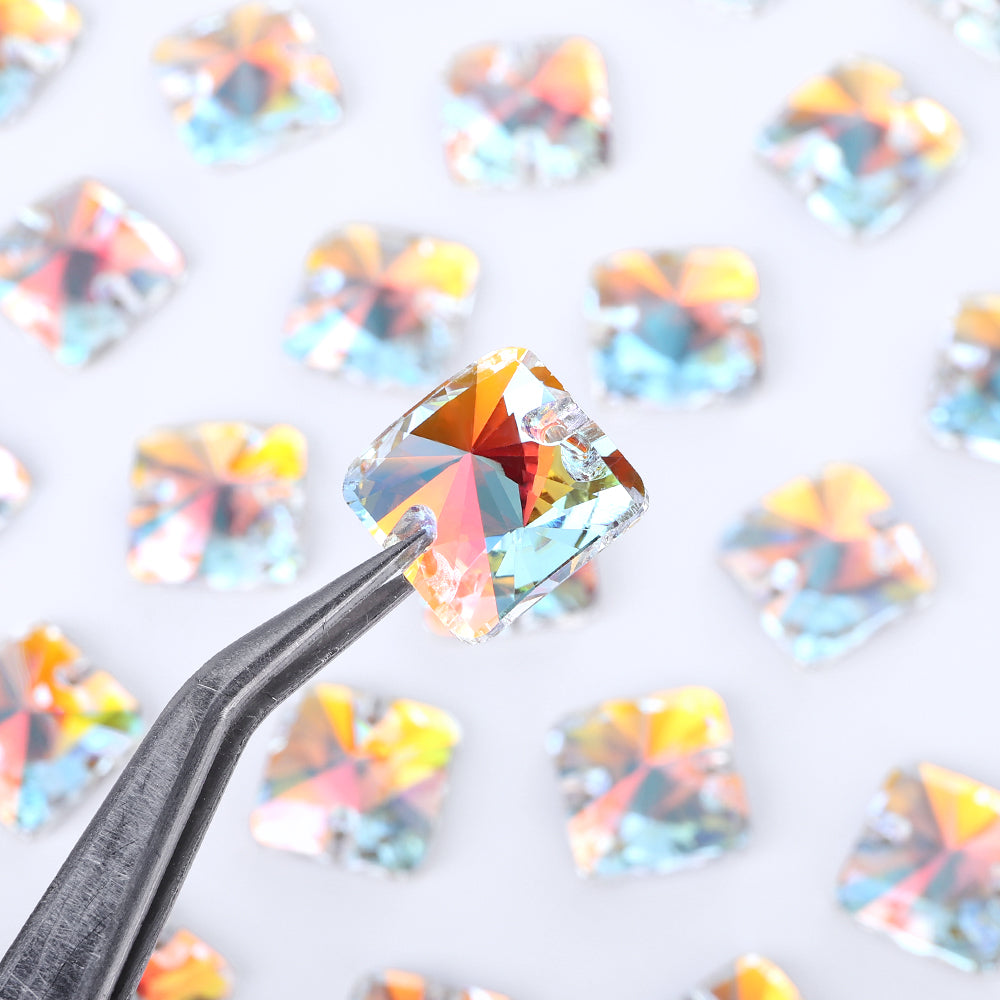 Light Crystal AB Rivoli Square Shape High Quality Glass Sew-on Rhinestones WholesaleRhinestone