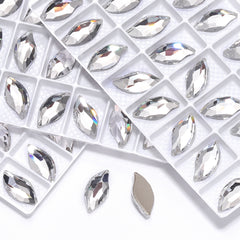 Crystal Diamond Leaf Shape High Quality Glass Beveled Flat Back Rhinestones