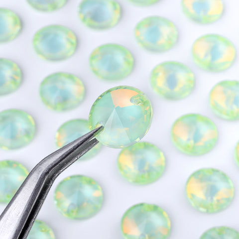 Light Azore AM Rivoli  Shape High Quality Glass Sew-on Rhinestones
