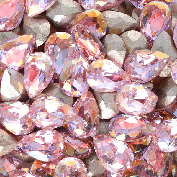 Cognac Pink Pear Shape Glass Pointed Back Fancy Rhinestones WholesaleRhinestone