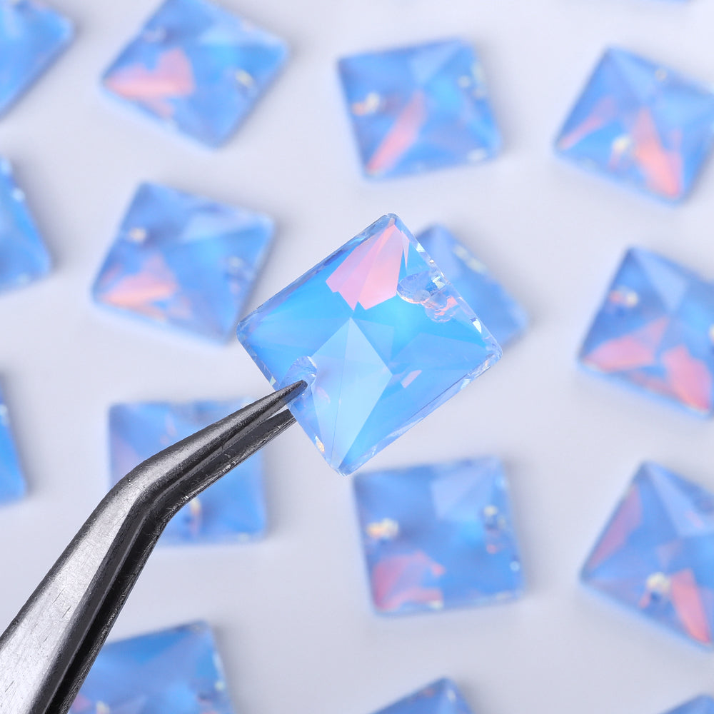 Light Sapphire AM Square Shape High Quality Glass Sew-on Rhinestones WholesaleRhinestone