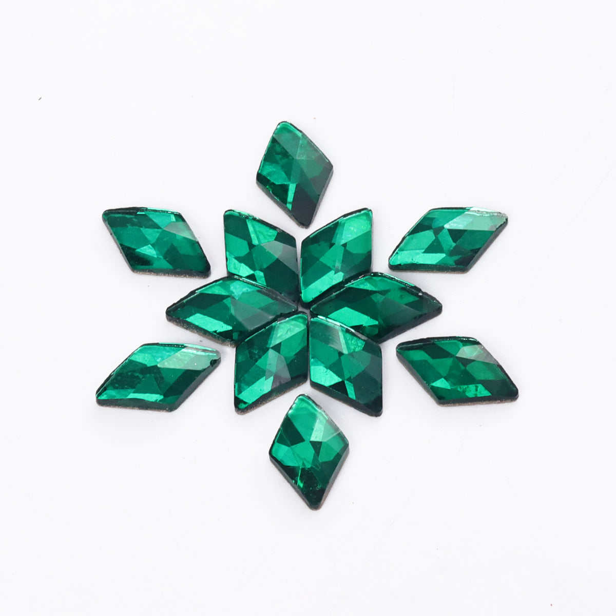 Rhombus Shape Dark Green Flat Back Fancy Rhinestones WholesaleRhinestone