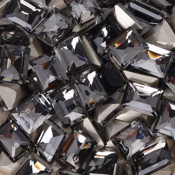 Black Diamond Rectangle Shape Glass Pointed Back Fancy Rhinestones WholesaleRhinestone