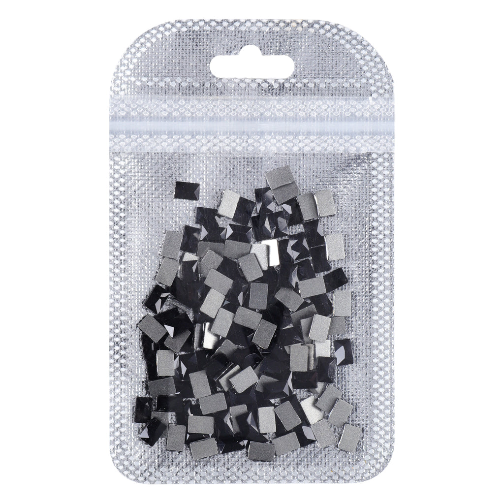 Rectangle Shape Black Flat Back Fancy Rhinestones