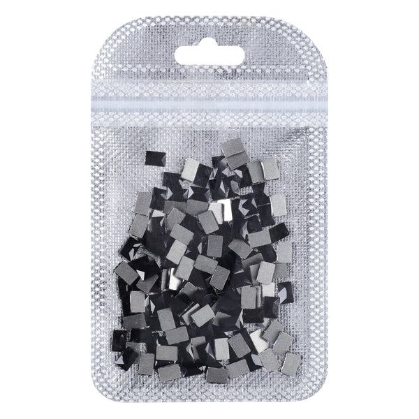 Rectangle Shape Black Flat Back Fancy Rhinestones