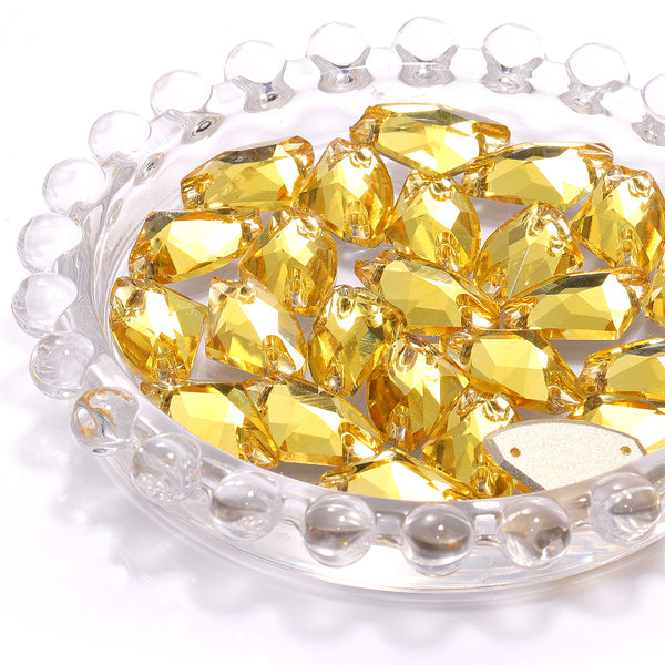 Light Topaz Galactic Shape High Quality Glass Sew-on Rhinestones WholesaleRhinestone