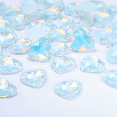 Crystal AM Heart Shape High Quality Glass Sew-on Rhinestones