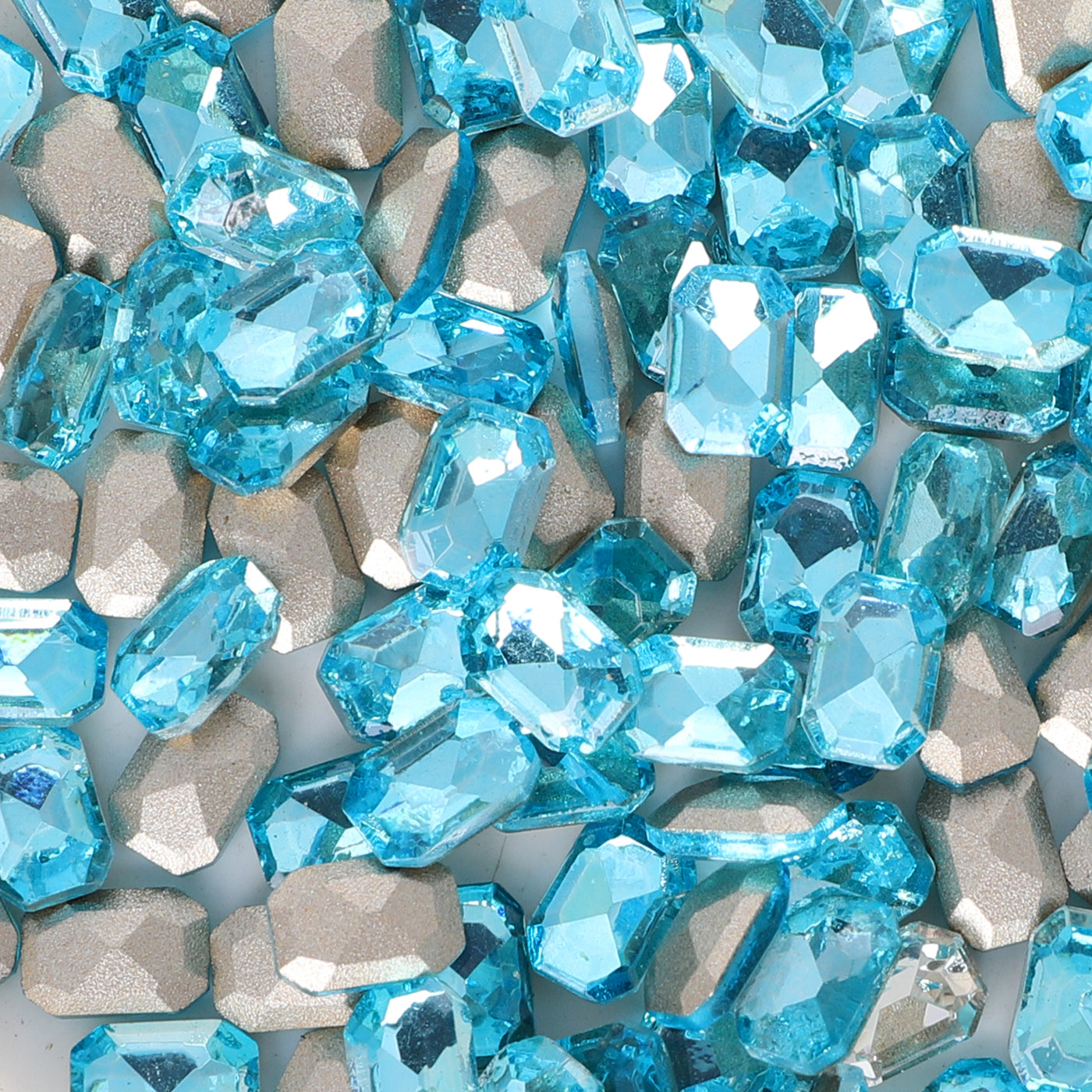 Lys akvamarin tynn åttekantet form glass spiss tilbake fancy rhinestones Secondary image