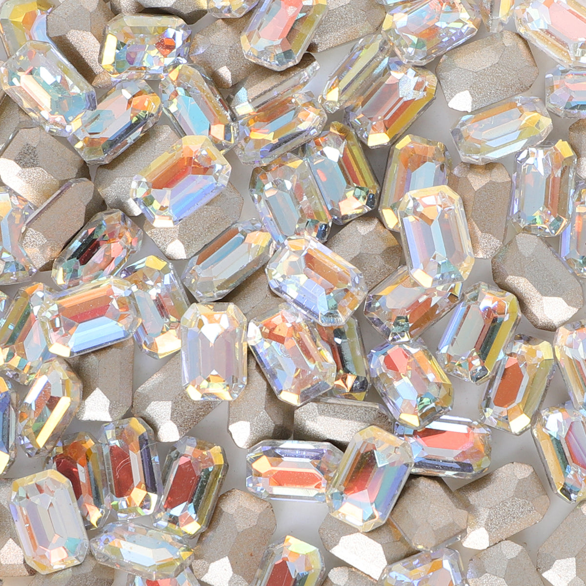 Cognac White Thin Octagon Shape Glass Pointed Back Fancy Rhinestones WholesaleRhinestone