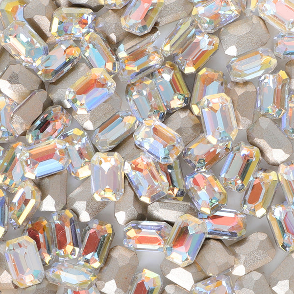 Cognac White Thin Octagon Shape Glass Pointed Back Fancy Rhinestones WholesaleRhinestone
