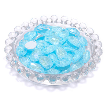 Electric Neon Aquamarine Drop Shape High Quality Glass Sew-on Rhinestones WholesaleRhinestone