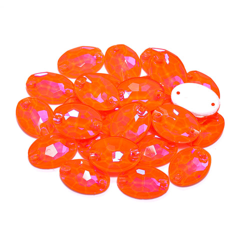 Electric Neon Orange Yellow Oval Shape High Quality Glass Sew-on Rhinestones Secondary image