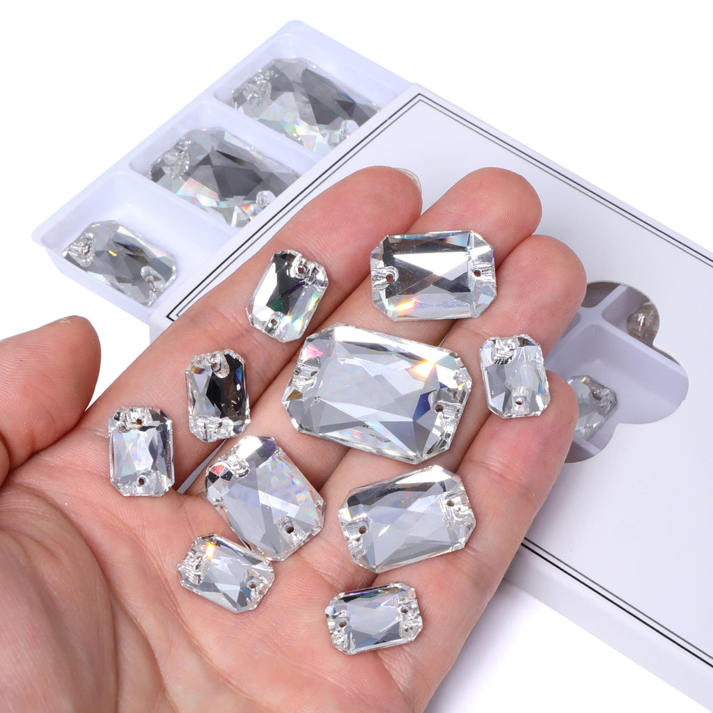 Mixed Sizes Crystal Octagon Shape High Quality Glass Sew-on Rhinestones WholesaleRhinestone