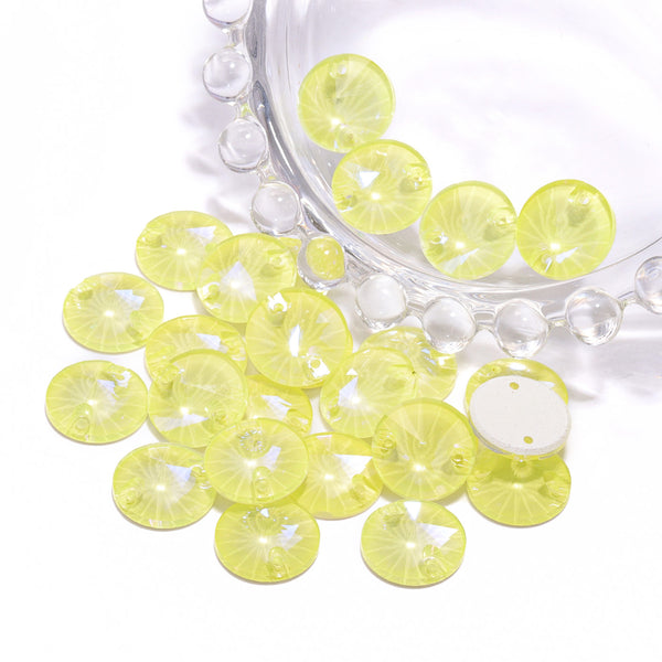 Electric Neon Light Topaz Rivoli Shape High Quality Glass Sew-on Rhinestones WholesaleRhinestone